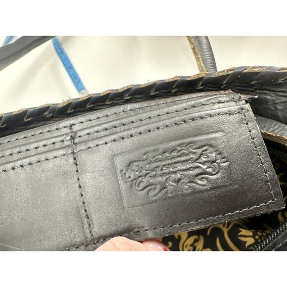 JL Saldivar Black White Handtooled Leather Purse Handbag cross Western - Picture 8 of 8